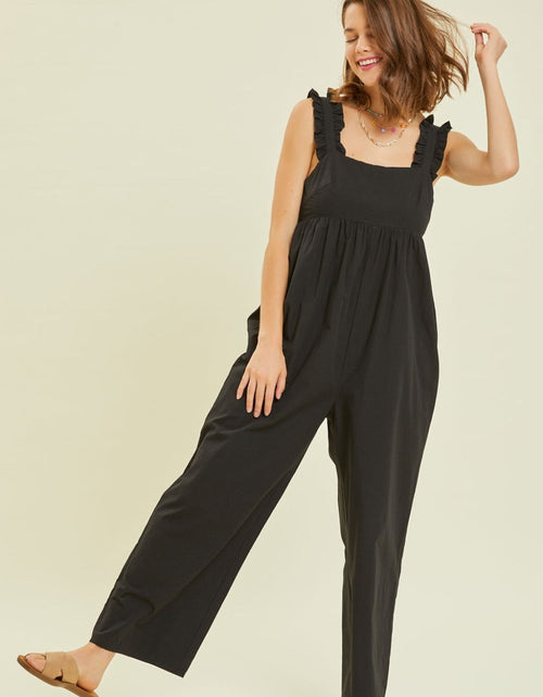 Load image into Gallery viewer, HEYSON Full Size Ruffled Strap Back Tie Wide Leg Jumpsuit
