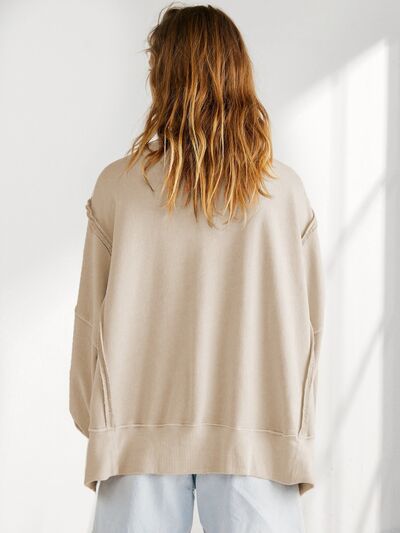Load image into Gallery viewer, Slit Round Neck Dropped Shoulder T-Shirt

