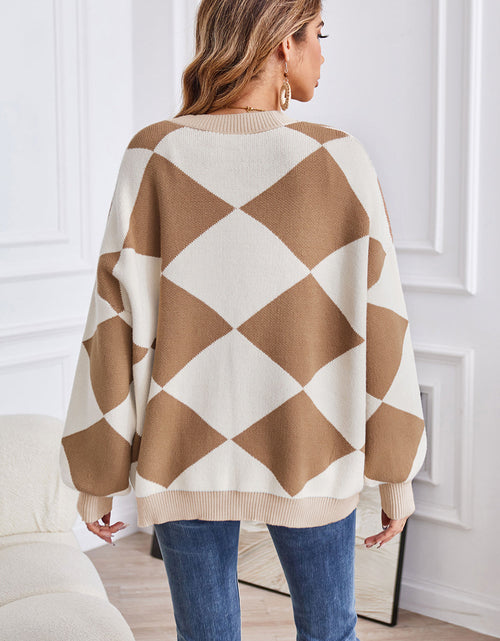 Load image into Gallery viewer, Geometric Lantern Sleeve Cardigan with Pockets
