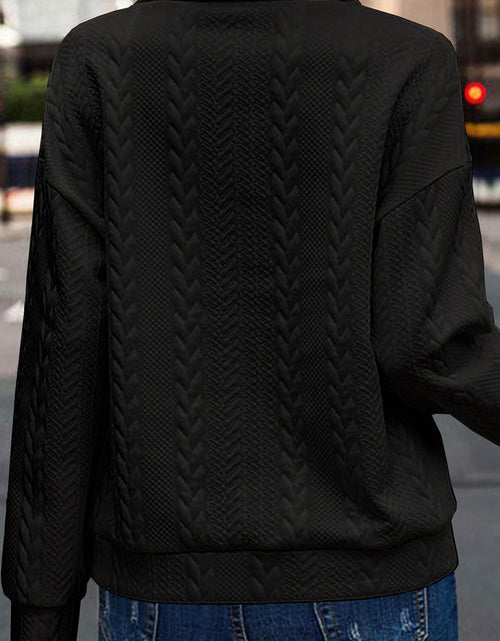 Load image into Gallery viewer, Half Zip Drop Shoulder Long Sleeve Sweatshirt
