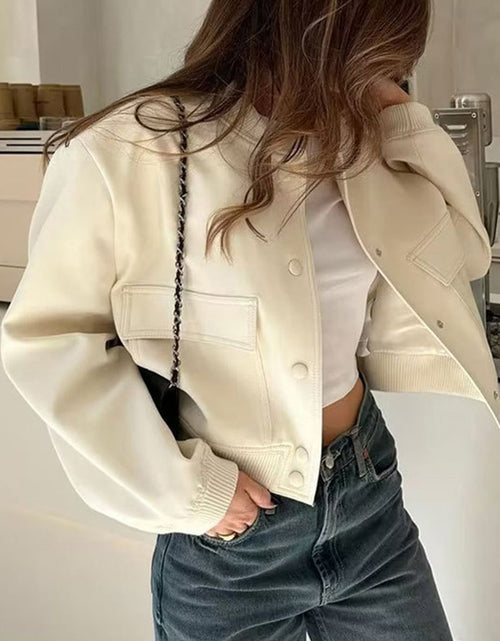 Load image into Gallery viewer, Pocketed Snap Down Baseball Collar Jacket
