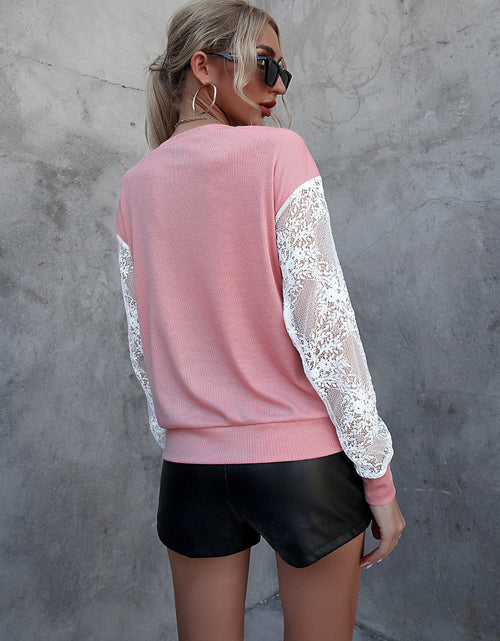Load image into Gallery viewer, Ivy Lane Lace Detail Round Neck Dropped Shoulder T-Shirt
