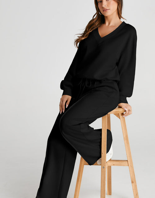 Load image into Gallery viewer, V-Neck Long Sleeve Top and Pants Active Set
