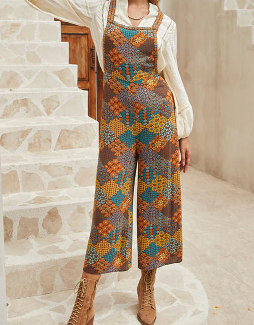 Load image into Gallery viewer, Floral Crisscross Strap Wide Leg Overalls
