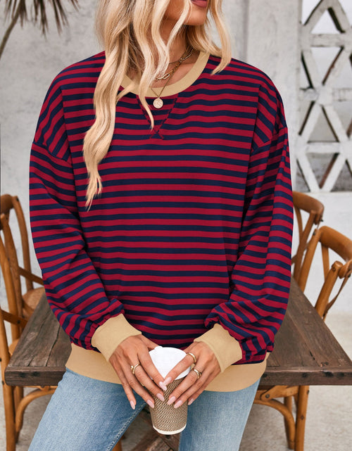 Load image into Gallery viewer, Lovelet Contrast Striped Long Sleeve Sweatshirt

