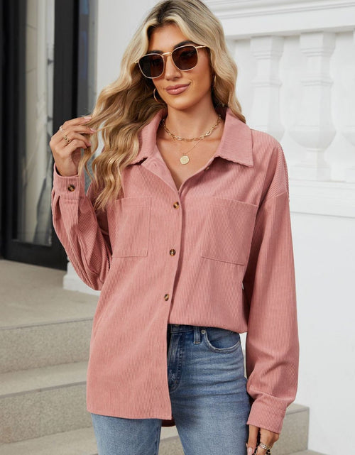 Load image into Gallery viewer, Button Up Dropped Shoulder Long Sleeve Outerwear
