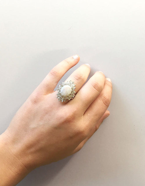 Load image into Gallery viewer, Vintage Women's Austrian Crystal Cocktail Ring 18k Gold Electroplated Birthstone Ring for Women by PVD Vintage Jewelry
