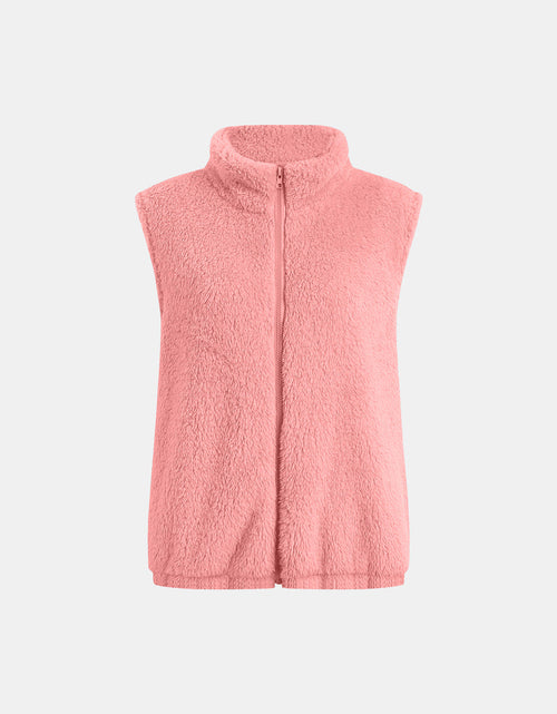 Load image into Gallery viewer, Full Size Fuzzy Zip Up Vest Coat with Pockets
