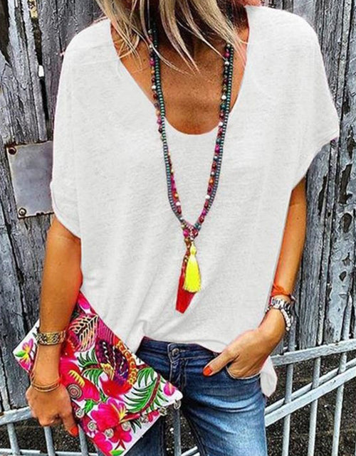 Load image into Gallery viewer, Full Size Scoop Neck Short Sleeve T-Shirt
