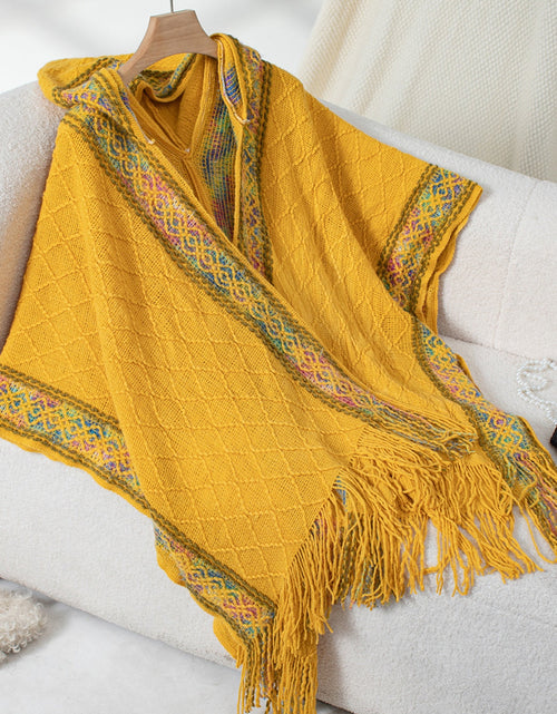 Load image into Gallery viewer, Fringe Half Sleeve Hooded Poncho
