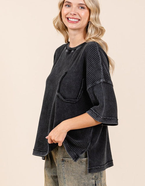 Load image into Gallery viewer, Mittoshop Mineral Wash Waffle Knit Short Sleeve Top

