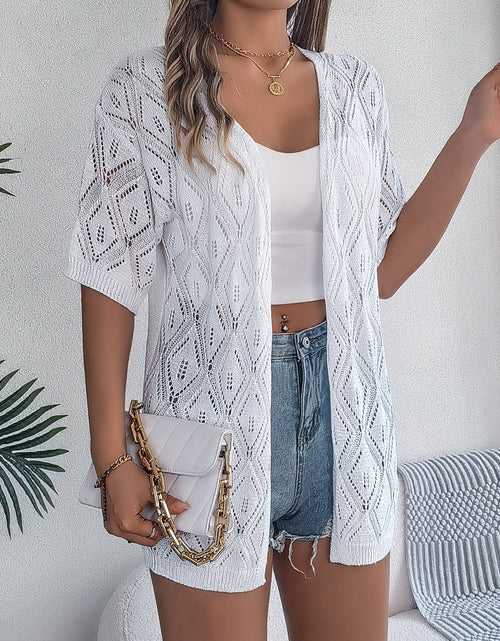 Load image into Gallery viewer, Openwork Open Front Half Sleeve Cardigan

