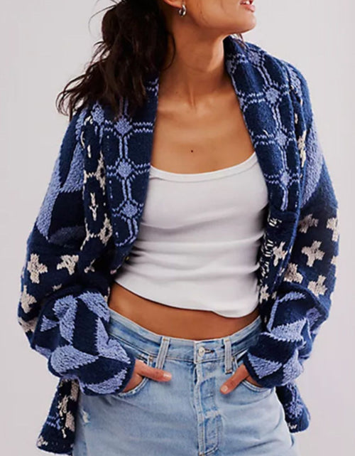 Load image into Gallery viewer, Collared Neck Long Sleeve Cardigan
