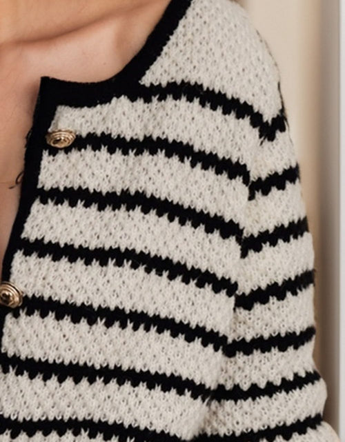 Load image into Gallery viewer, Striped Button Up Long Sleeve Cardigan
