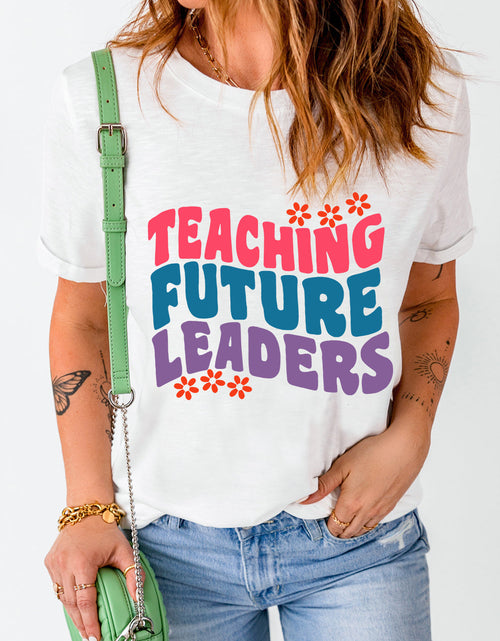 Load image into Gallery viewer, Letter Graphic Round Neck Short Sleeve T-Shirt
