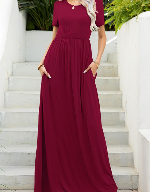 Load image into Gallery viewer, Round Neck Maxi Tee Dress with Pockets
