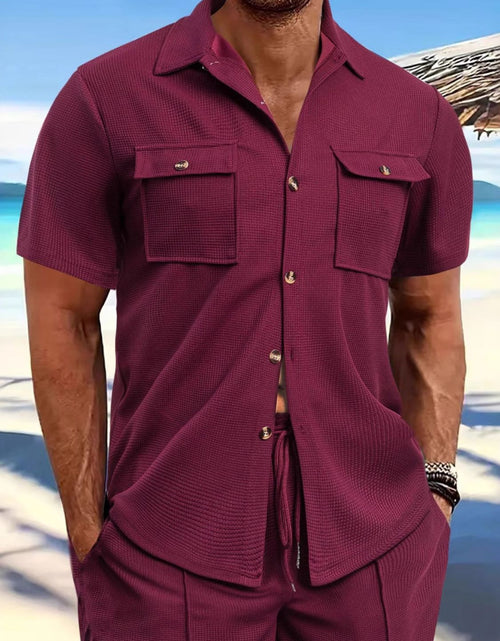 Load image into Gallery viewer, Men's Full Size Button Down Short Sleeve Shirt Plus Size
