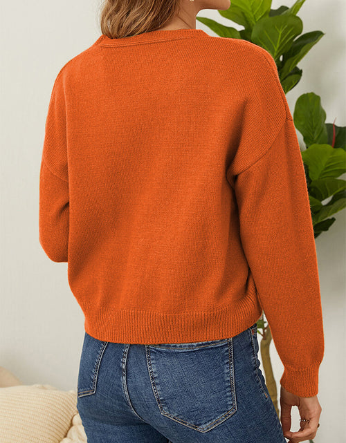 Load image into Gallery viewer, Flower Button Front Dropped Shoulder Cardigan
