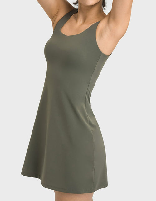 Load image into Gallery viewer, Millennia Square Neck Sports Tank Dress with Full Coverage Bottoms
