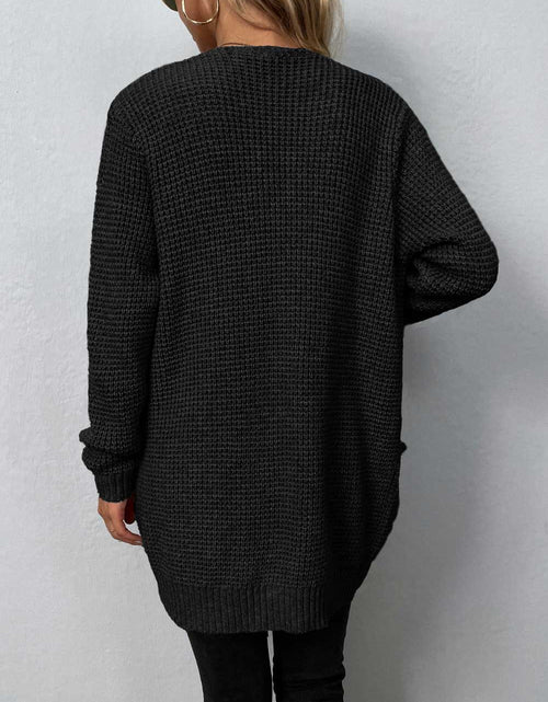 Load image into Gallery viewer, Rib-Knit Open Front Pocketed Cardigan
