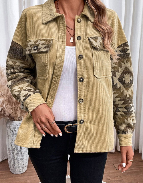 Load image into Gallery viewer, Geometric Button Down Collared Jacket
