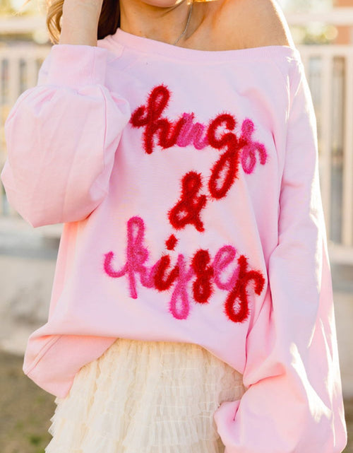 Load image into Gallery viewer, Valentine’s Day HUG AND KISSES Round Neck Sweatshirt
