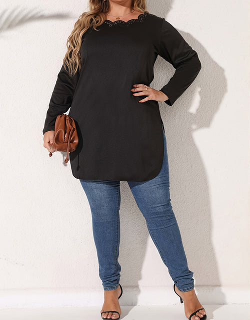 Load image into Gallery viewer, Plus Size Slit Long Sleeve T-Shirt
