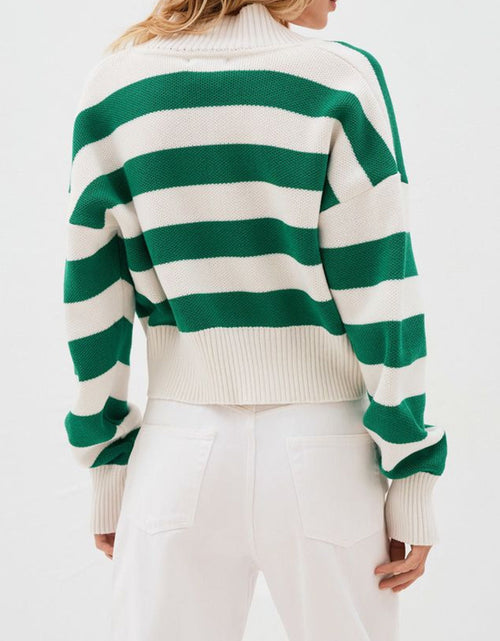 Load image into Gallery viewer, Striped Button Down Drop Shoulder Cardigan
