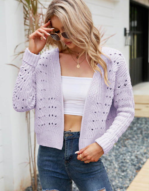 Load image into Gallery viewer, Open Front Cuffed Cropped Cardigan
