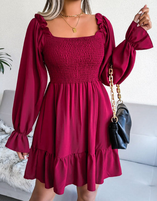 Load image into Gallery viewer, Smocked Flounce Sleeve Square Neck Dress
