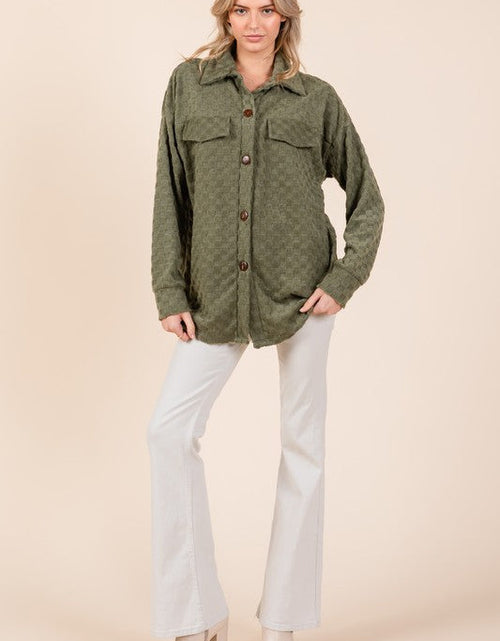 Load image into Gallery viewer, BOMBOM Checkered Button Down Dropped Shoulder Shacket
