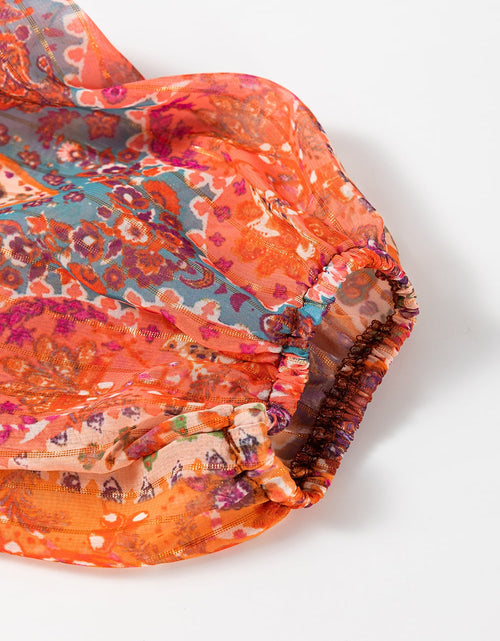 Load image into Gallery viewer, Tied Printed Balloon Sleeve Mini Dress

