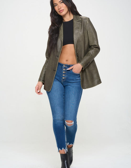 Load image into Gallery viewer, Coalition LA Single-Breasted Vegan Leather Blazer
