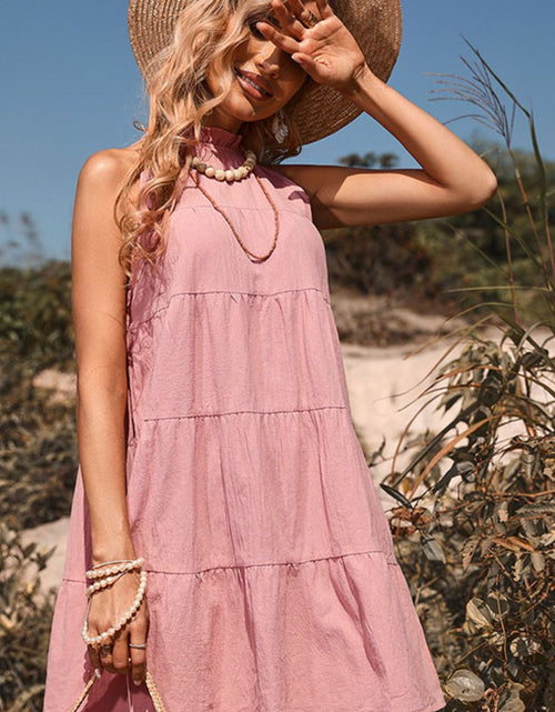 Load image into Gallery viewer, Perfee Tie Back Sleeveless Tiered Dress
