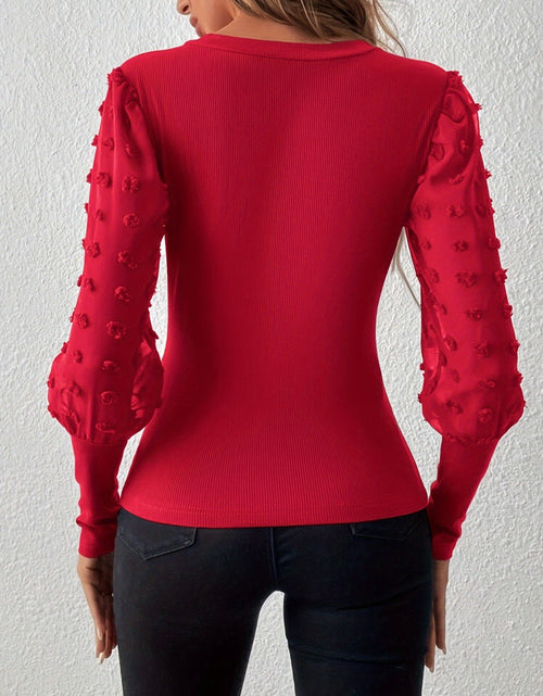 Load image into Gallery viewer, Swiss Dot V-Neck Long Sleeve Top
