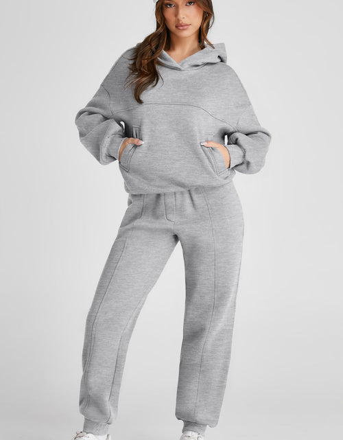 Load image into Gallery viewer, Dropped Shoulder Long Sleeve Hoodie and Pants Active Set
