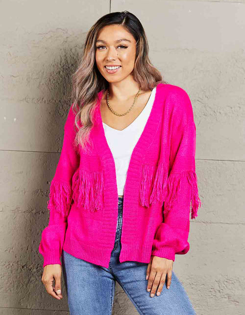 Load image into Gallery viewer, Angel Wings Fringe Trim Open Front Cardigan
