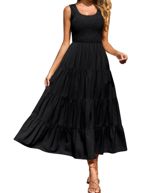 Load image into Gallery viewer, Tiered Smocked Wide Strap Dress

