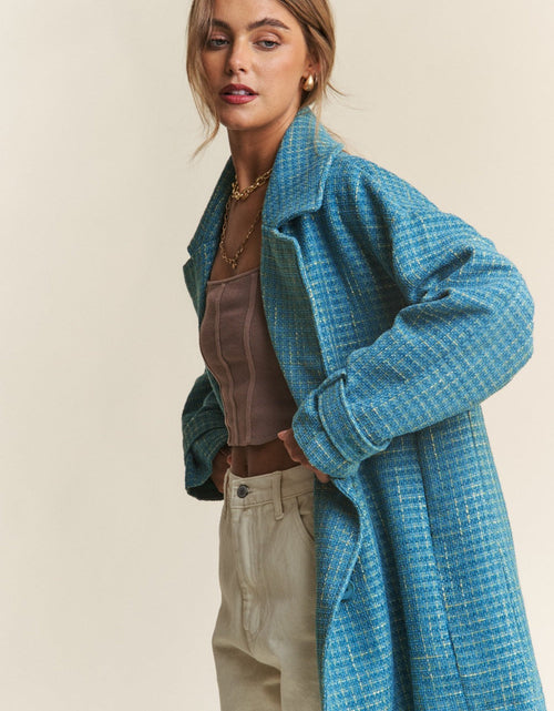 Load image into Gallery viewer, J.NNA Tweed Double-Breasted Long Sleeve Coat
