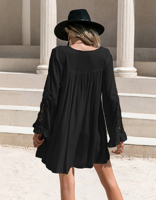 Load image into Gallery viewer, Lace Detail V-Neck Mini Dress
