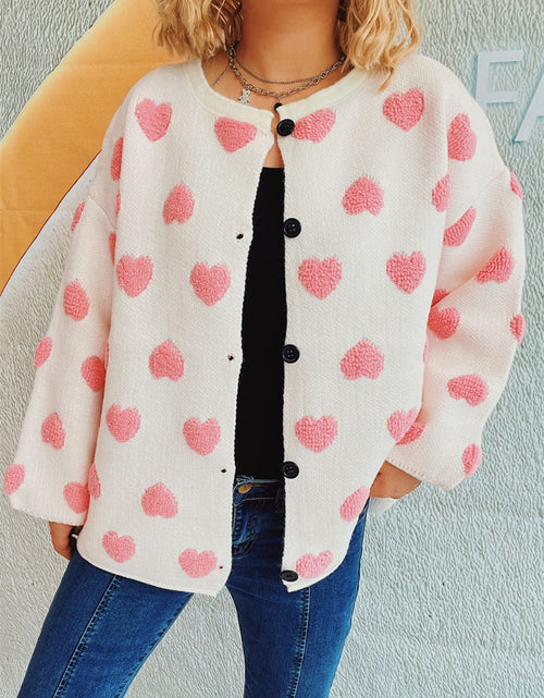 Load image into Gallery viewer, Heart Button Up Long Sleeve Cardigan
