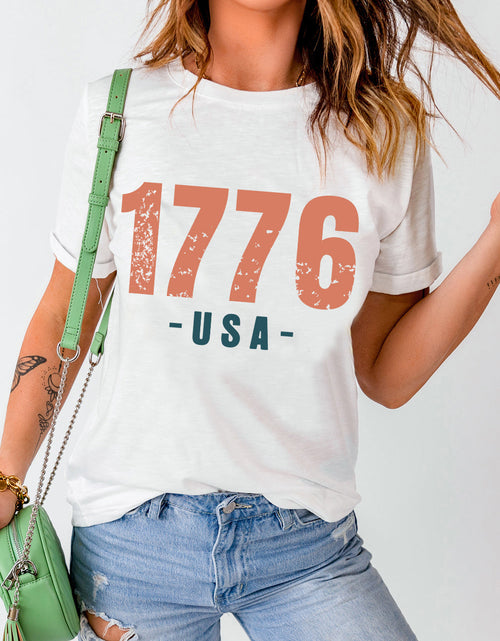 Load image into Gallery viewer, Graphic Round Neck Short Sleeve T-Shirt

