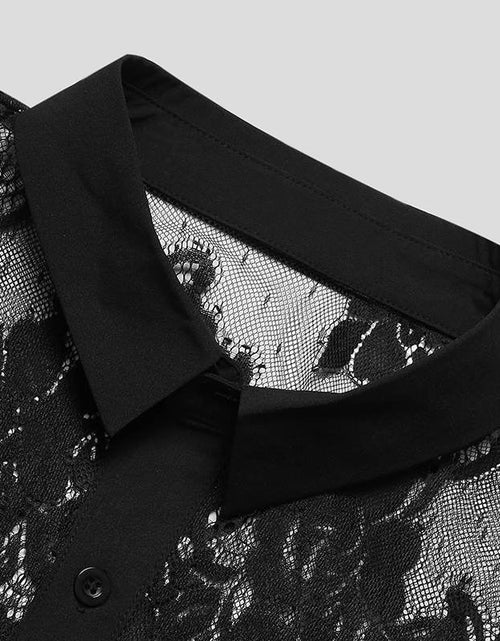 Load image into Gallery viewer, Men's Lace Button Down Long Sleeve Shirt
