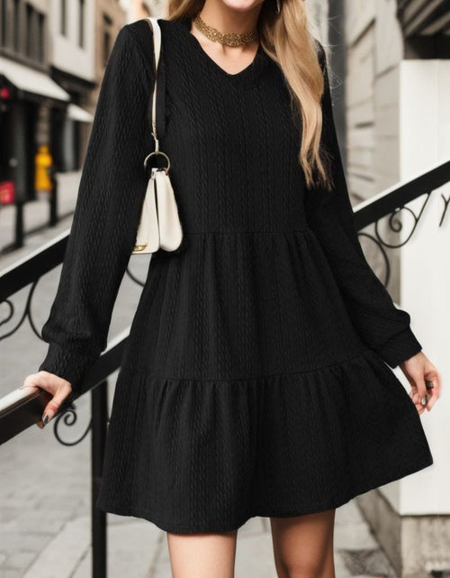 Load image into Gallery viewer, V-Neck Long Sleeve Mini Dress
