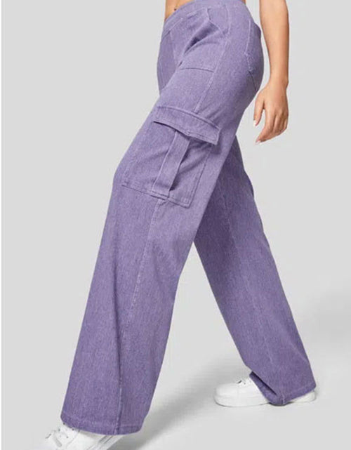 Load image into Gallery viewer, High Waist Straight Leg Cargo Jeans

