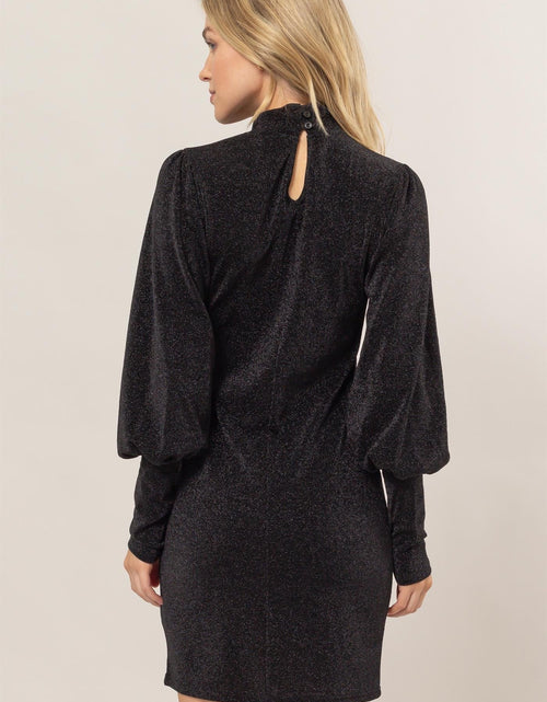 Load image into Gallery viewer, HYFVE Glitter Mock Neck Long Sleeve Mini Dress
