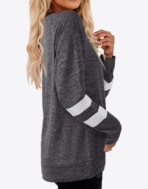 Load image into Gallery viewer, Striped Contrast Raglan Sleeve Top
