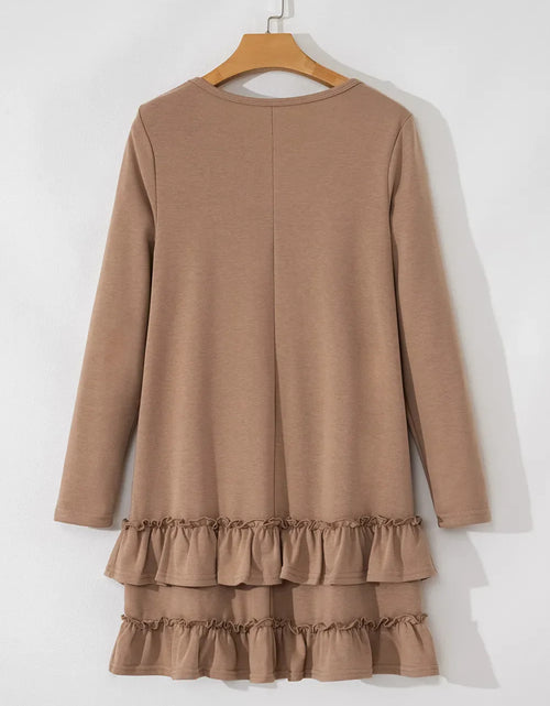 Load image into Gallery viewer, Ruffled Scoop Neck Three-Quarter Sleeve Mini Dress
