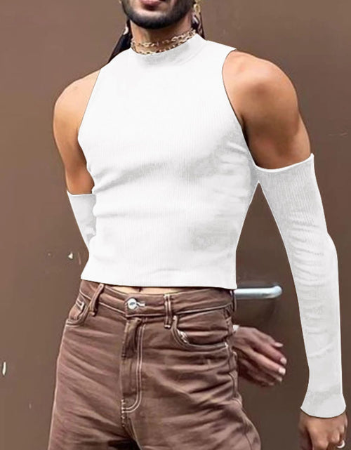 Load image into Gallery viewer, Men's Full Size Mock Neck Cold Shoulder T-Shirt Plus Size
