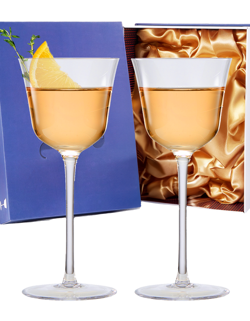Load image into Gallery viewer, Vintage Crystal Nick &amp; Nora/Wine Coupe Glasses - Set of 2 - Clear Radiance - Cocktails, Wine, Whiskey, Gin, Cocktail Glass - Hand Blown Classy Glass - Timeless Art Deco Design - Long Stemmed (5 OZ) by The Wine Savant
